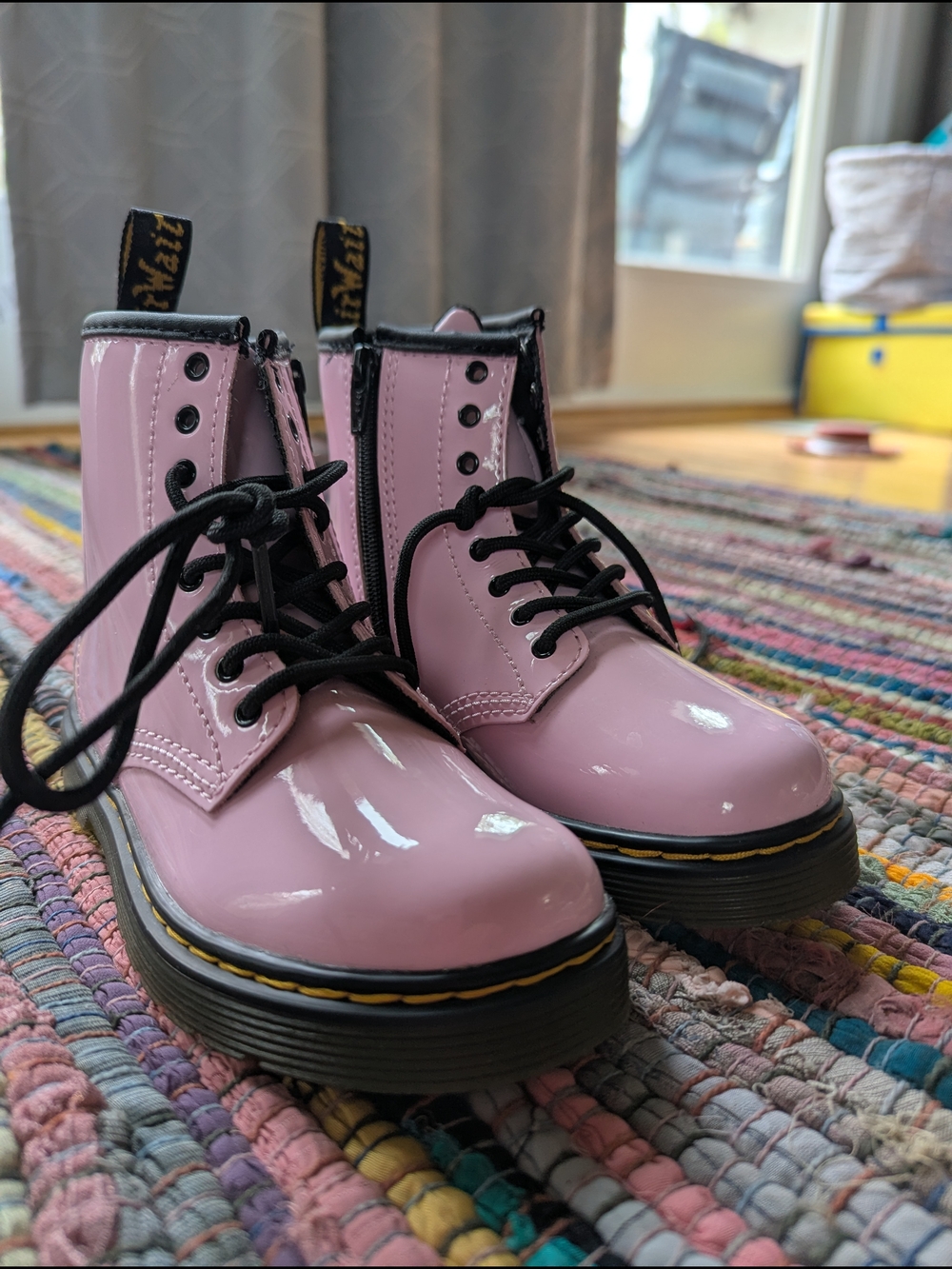 Kids Dr. Martens Pink Patent Lace-Up Boots
